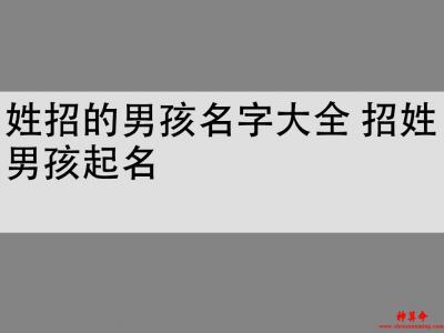 姓招的男孩名字大全 招姓男孩起名