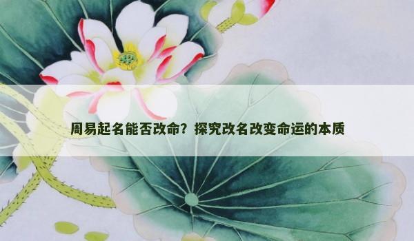 周易起名能否改命？探究改名改变命运的本质